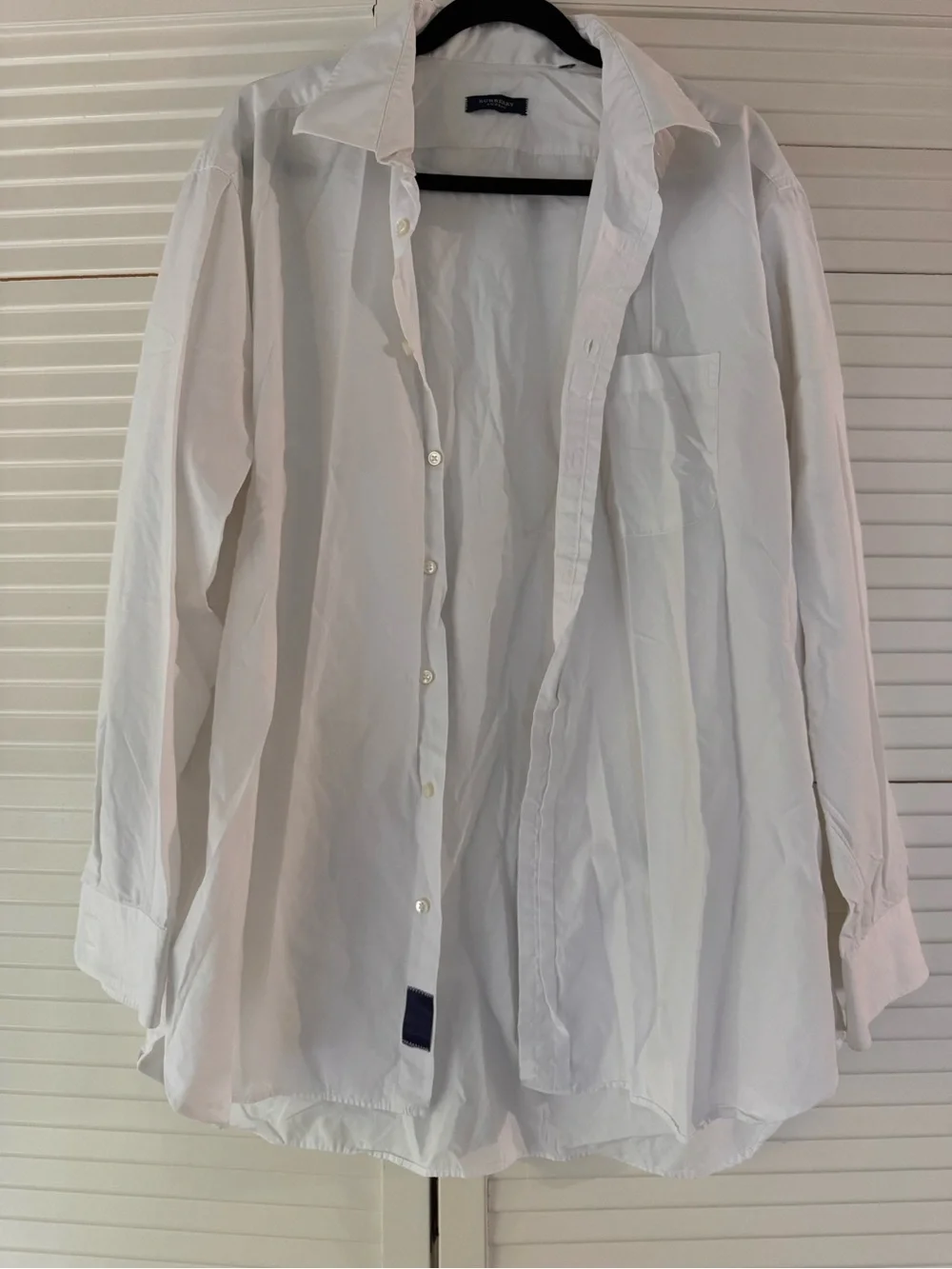 burberry mens white dress shirt Burberry Men's White Clacton Classic Fit Embellished Cotton Poplin Dress Shirt, Brand Size 42 8026659 - Clothing